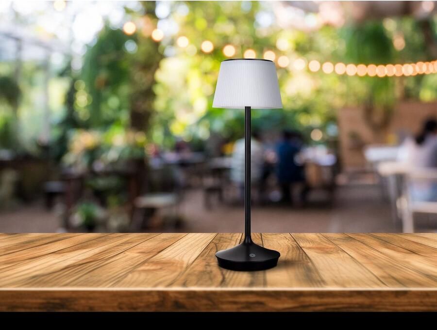 Näve Led-tafellamp Zonne-lamp acculamp "EMMI" Zonne-energie accubedrijf CCT aanraaksensor accutafellamp (1 stuk) - Foto 5