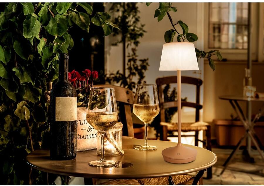 Näve Led-tafellamp Zonne-lamp acculamp "EMMI" Zonne-energie accubedrijf CCT aanraaksensor accutafellamp (1 stuk)