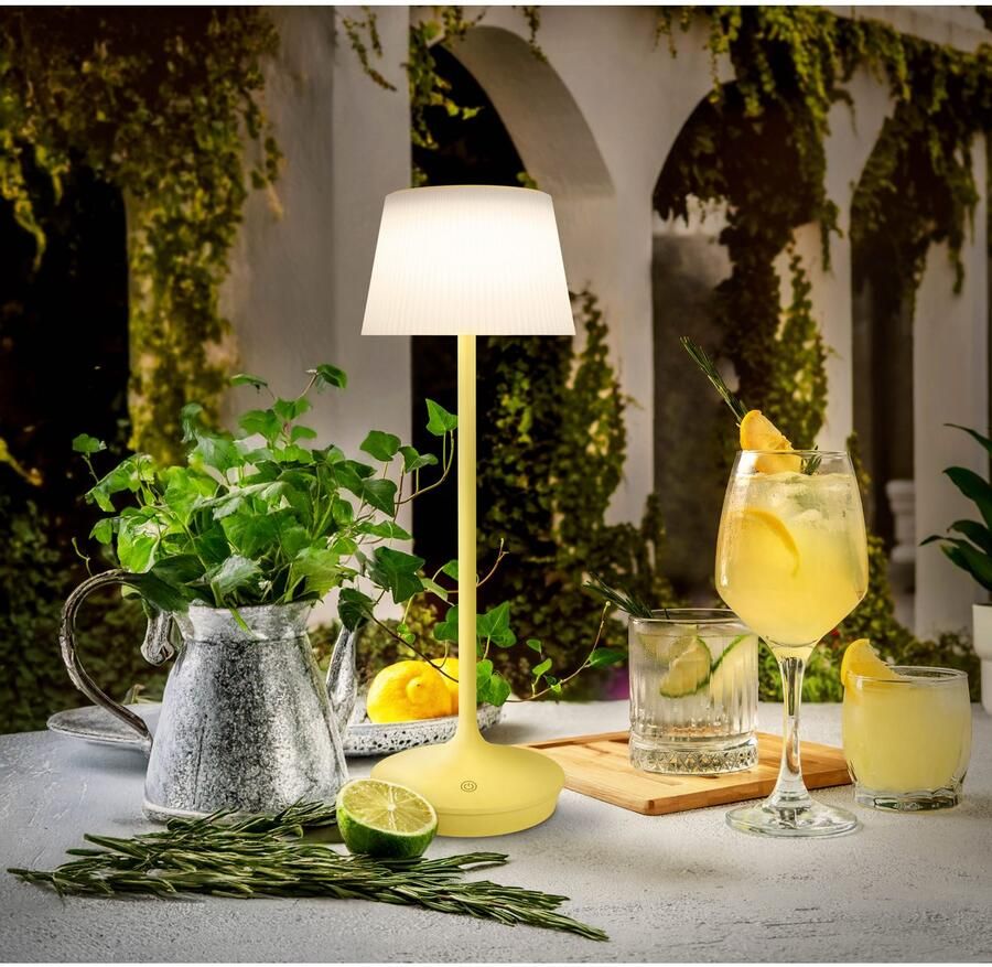 Näve Led-tafellamp Zonne-lamp acculamp "EMMI" Zonne-energie accubedrijf CCT aanraaksensor accutafellamp (1 stuk)