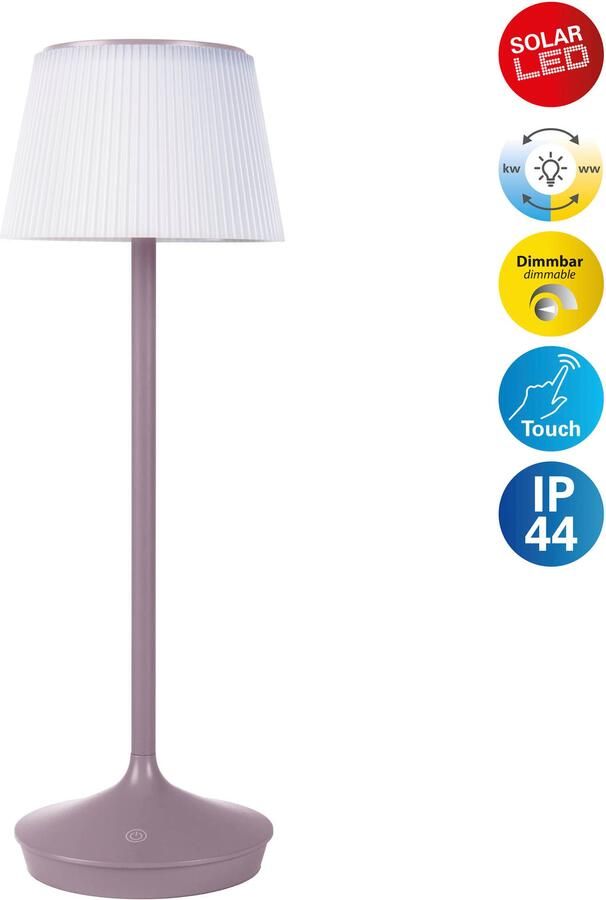 Näve Led-tafellamp Zonne-lamp acculamp "EMMI" Zonne-energie accubedrijf CCT aanraaksensor accutafellamp (1 stuk) - Foto 2