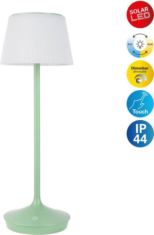 Näve Led-tafellamp Zonne-lamp acculamp "EMMI" Zonne-energie accubedrijf CCT aanraaksensor accutafellamp (1 stuk) - Foto 3