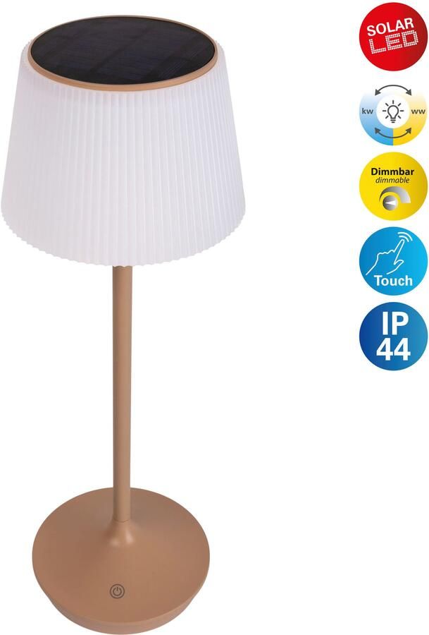 Näve Led-tafellamp Zonne-lamp acculamp "EMMI" Zonne-energie accubedrijf CCT aanraaksensor accutafellamp (1 stuk) - Foto 3