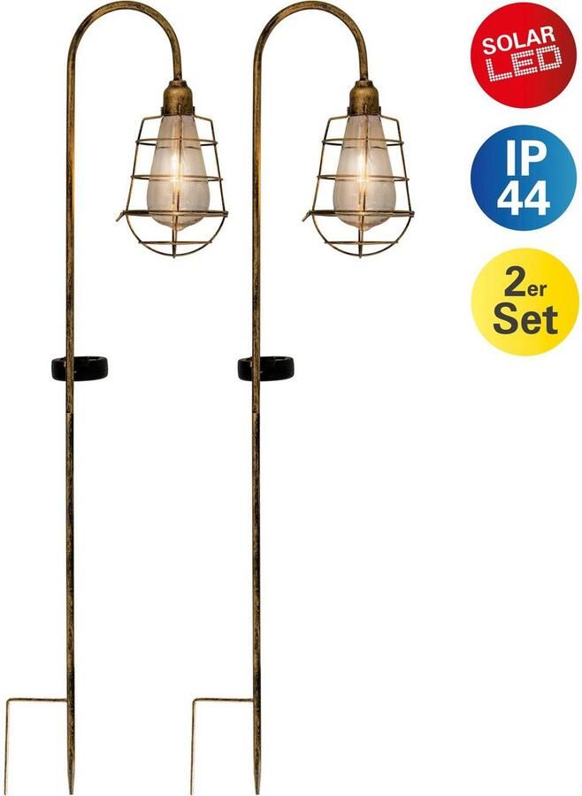 Näve Led-tuinlamp Ground Spikes Led solarlamp deco set van 2 grondpennen lichtkleur: warmwit (2 stuks)