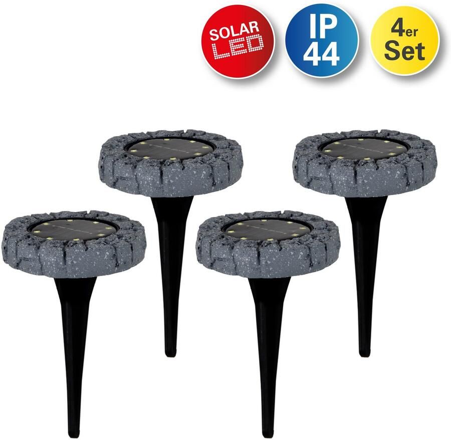 Näve Led-tuinlamp Led-solar vloerlamp met een grondpen set van 4 (4 stuks)