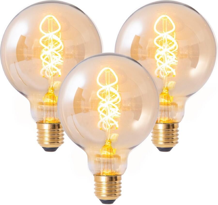 Näve Led-verlichting Dilly Retro Ø 9 5 cm filament 3-delige set 4W LED dimbaar 1800 Kelvin (3 stuks)
