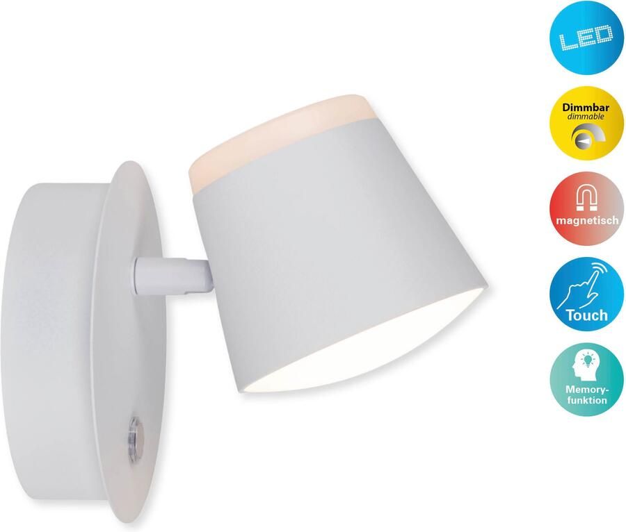 Näve Led-wandlamp Tondo magnetisch batterij opladen via usb-c kabel dimbaar per touch geheugen (1 stuk) - Foto 20