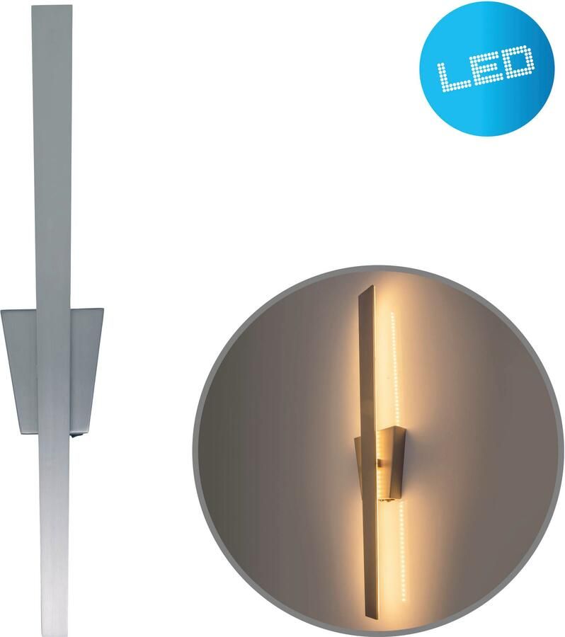 Näve Led-wandlamp Trevor nikkel-mat trapeziumvormig baldakijn incl. kantelschakelaar hoogte 62 cm (1 stuk) - Foto 7