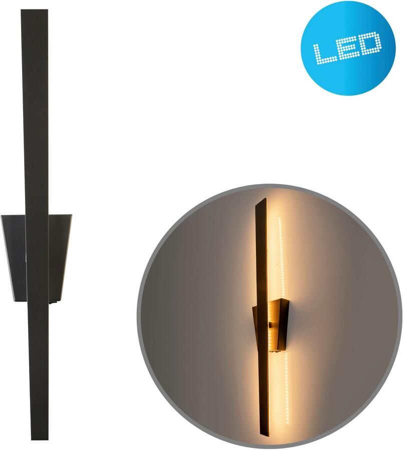 Näve Led-wandlamp Trevor zwart trapeziumvormige baldakijn incl. kantelschakelaar hoogte 62 cm (1 stuk) - Foto 6