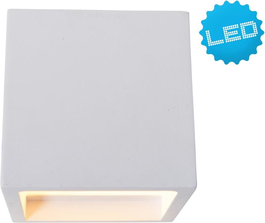 Näve Led-wandlamp Wanna incl. 2x 3w cree xp led l: 11 5cm b: 11 5cm h: 11 5cm gips wit (1 stuk)