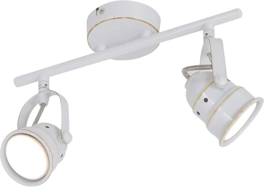 Näve Ledplafondspots Shabspo 2-arm plafondspot incl. 2x gu10 led lichtbronnen metaal wit-antiek (1 stuk) - Foto 3
