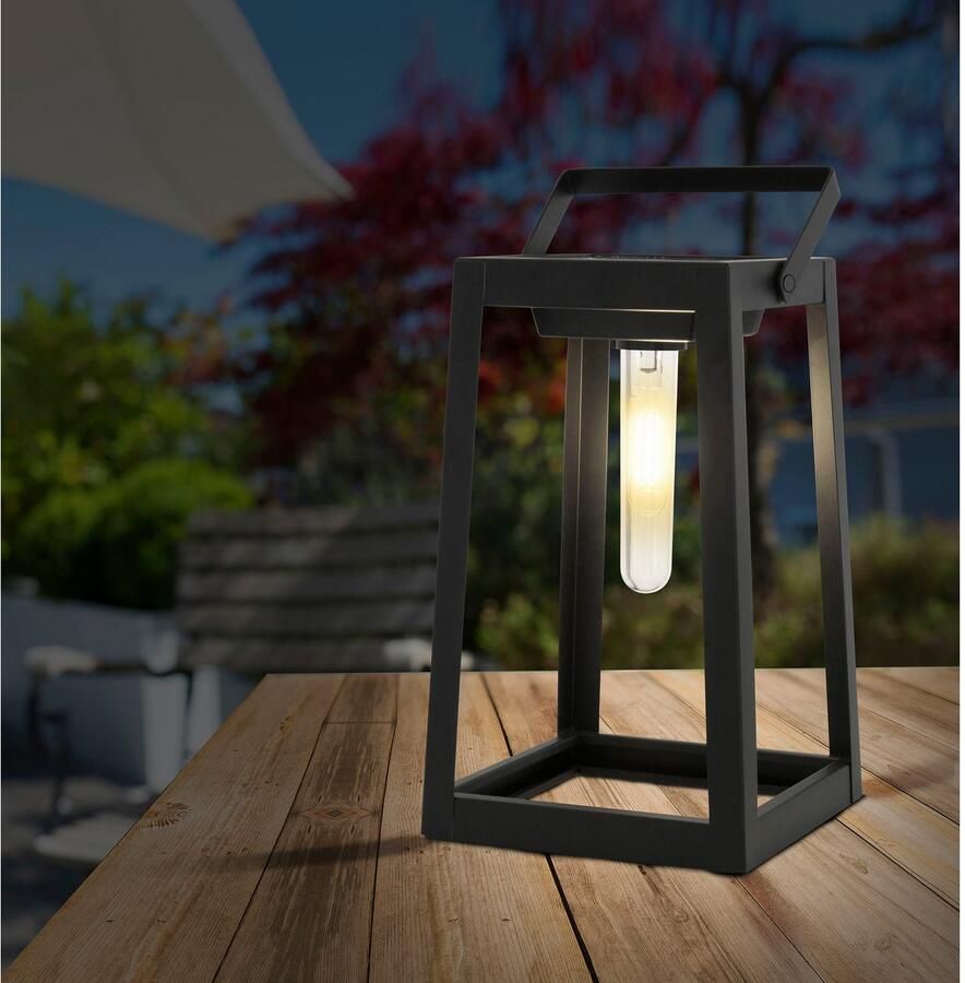 Näve Ledsolarlamp Camping incl. 1x led warmwit met handvat zwart h: 25 5 cm (1 stuk)