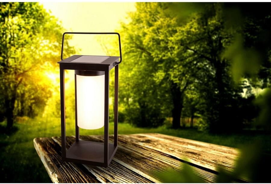 Näve Ledsolarlamp Camping met handvat 2 lichtsterktes per touch usb-oplaadaansluiting zwart (1 stuk) - Foto 2