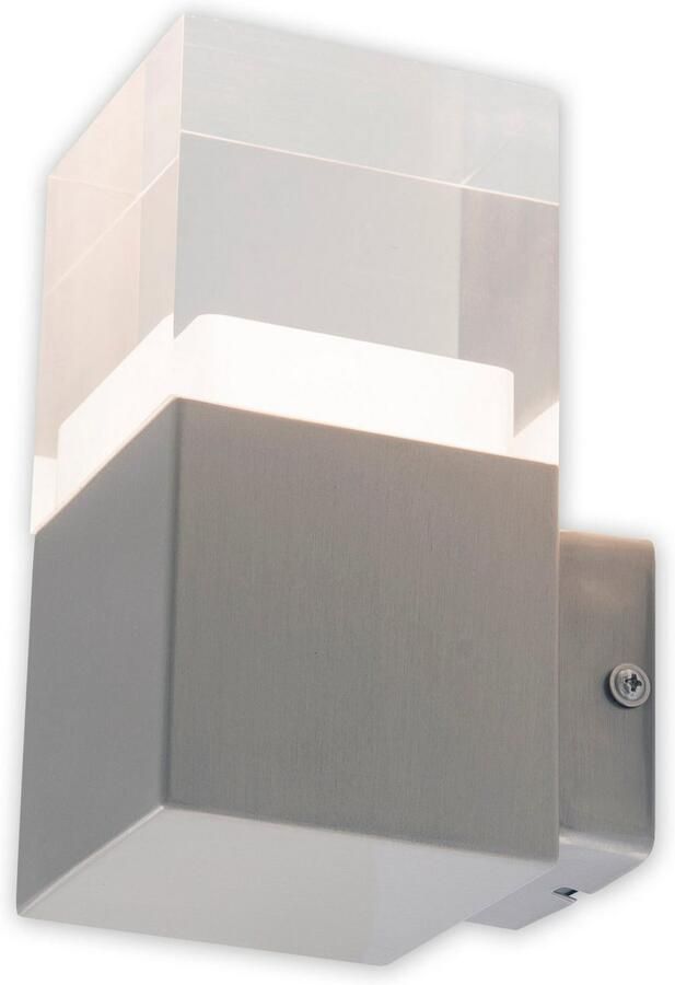 Näve Ledwandlamp voor buiten Leah Roestvrij staal kunststof in blank metaal opaal incl. 15x led warmwit IP44 (1 stuk) - Foto 4