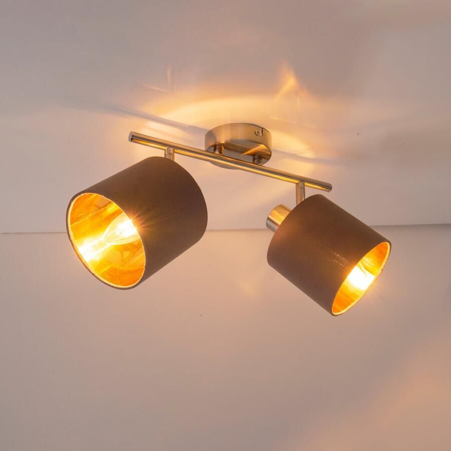 Näve Plafondlamp Maron 2-delige plafondlamp wandlamp spot 2xe14 max. 40w metaal textiel (1 stuk) - Foto 3