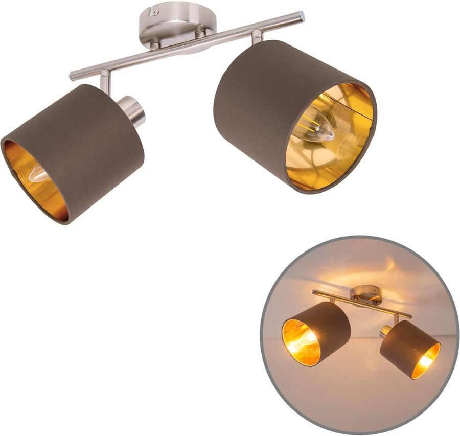 Näve Plafondlamp Maron 2-delige plafondlamp wandlamp spot 2xe14 max. 40w metaal textiel (1 stuk) - Foto 4
