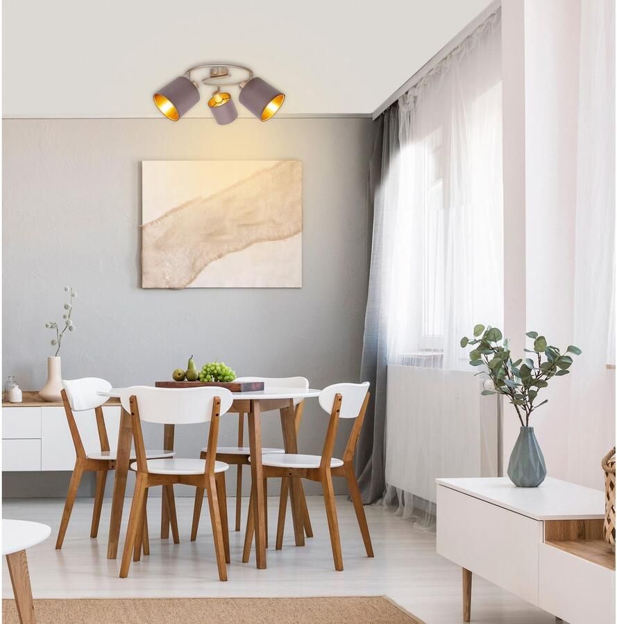 Näve Plafondlamp Maron 3-pack plafond- wandlamp rondel spot 3xe14 max. 40w metaal textiel (1 stuk)