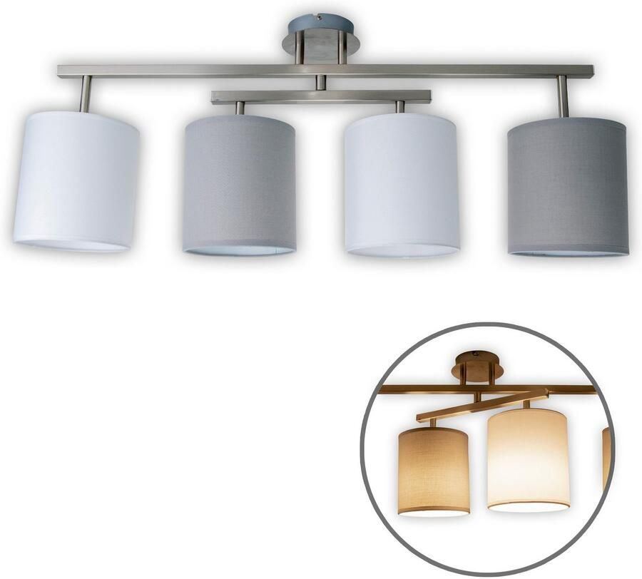 Näve Plafondlamp Tilde 4 x e27 textiels kappen elk 2 x in grijs en wit flexibel verstelbaar (1 stuk)