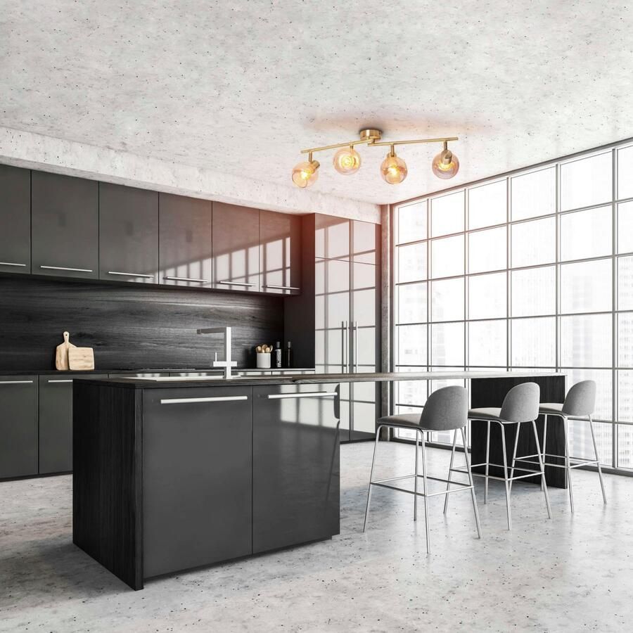 Näve Plafondspot LIBBY 2-arm flexibel verstelbare glazen kappen in amber getint excl. 2xe14 (1 stuk)