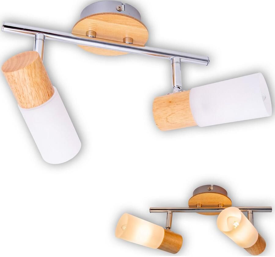 Näve Plafondspot Todtnau E14 max. 5W houtsoort: rubberboom kleur: wit natuur (1 stuk)