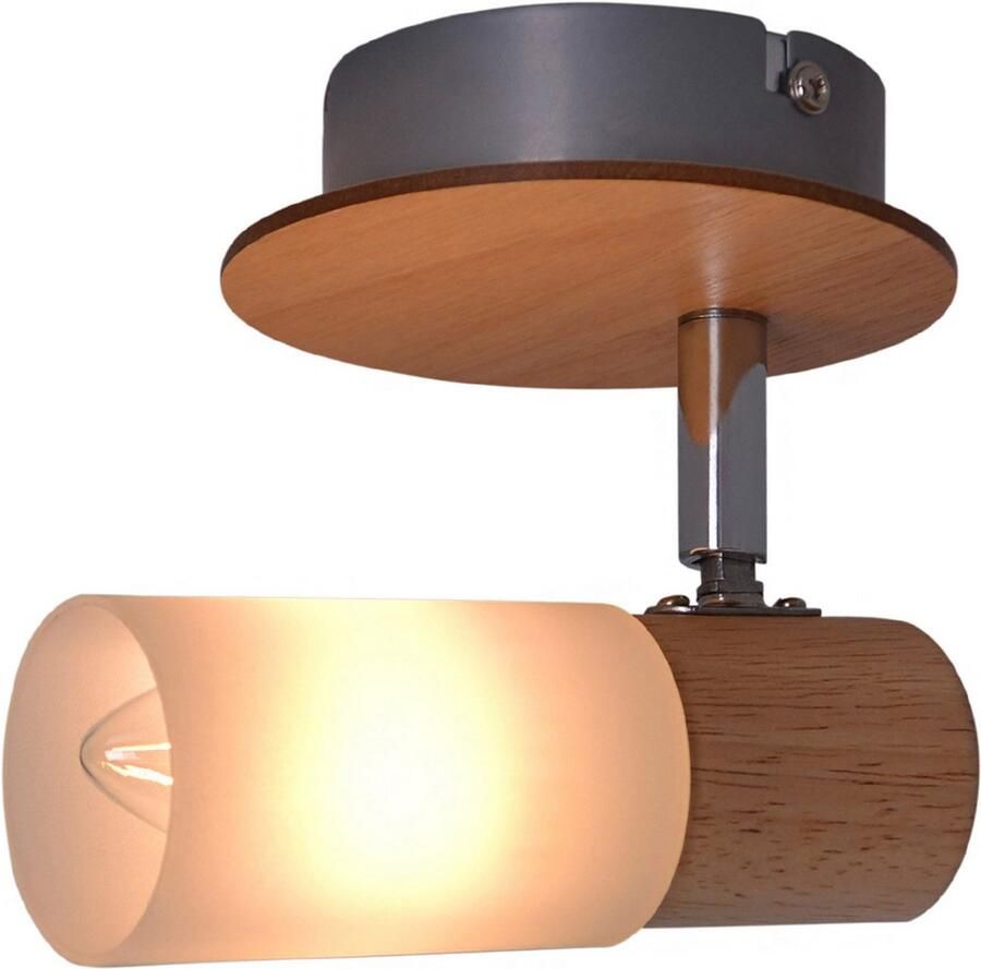 Näve Plafondspot Todtnau Houtsoort rubberboom spots flexibel verstelbaar E14 max 5W wit natuur (1 stuk)