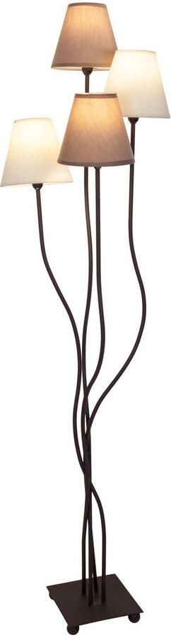 Näve Staande lamp Boho 4-vlg. e14 textiel kappen 2x beige 2x bruin incl. voetenschakelaar (1 stuk) - Foto 8
