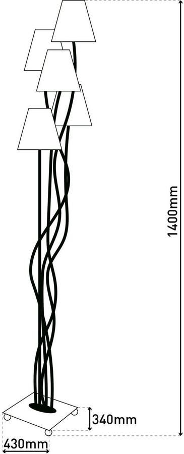 Näve Staande lamp Boho 4-vlg. e14 textiel kappen 2x beige 2x bruin incl. voetenschakelaar (1 stuk) - Foto 6