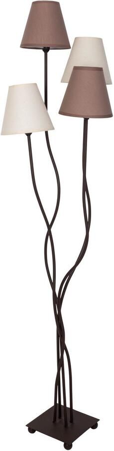 Näve Staande lamp Boho 4-vlg. e14 textiel kappen 2x beige 2x bruin incl. voetenschakelaar (1 stuk) - Foto 9