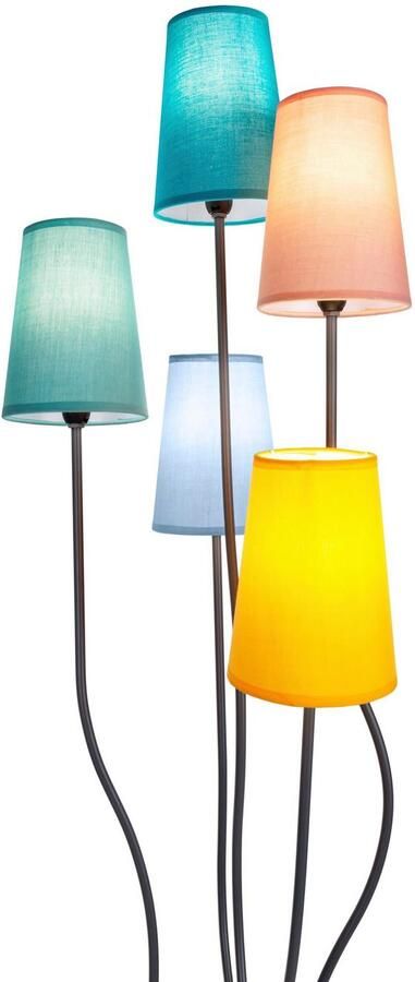 Näve Staande lamp COLORA 5-vlg. e14 textiel kappen elk 1x geel roze blauw turquoise olijf (1 stuk) - Foto 3