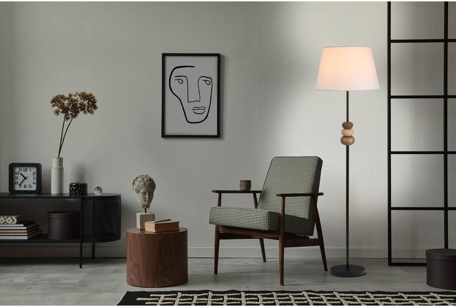 Näve Staande lamp Elina H: 155cm stoffen kap wit E27 max. 40W snoer 180cm zwart (1 stuk)