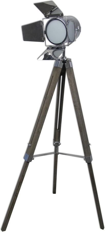 Näve Staande lamp Hollywood Staande lamp driepoot van hout lamp in hoogte verstelbaar draaibaar - Foto 3