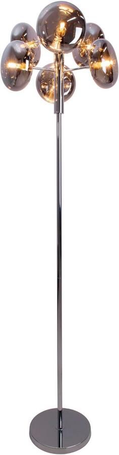 Näve Staande lamp ORION 6-armig g9 glazen kappen rook chroom toevoer 200cm met voetenschakelaar (1 stuk) - Foto 6