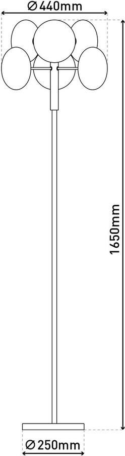 Näve Staande lamp ORION 6-armig g9 glazen kappen rook chroom toevoer 200cm met voetenschakelaar (1 stuk) - Foto 5