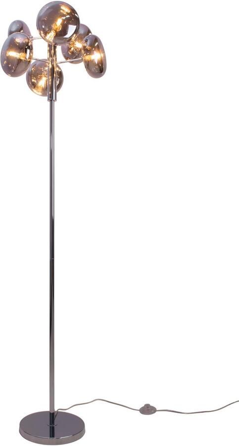 Näve Staande lamp ORION 6-armig g9 glazen kappen rook chroom toevoer 200cm met voetenschakelaar (1 stuk) - Foto 3