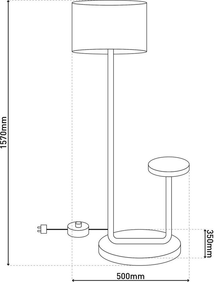 Näve Staande lamp Tordis met geïntegreerde tafel toevoer 230cm zwart excl. 1 x e27 (1 stuk)