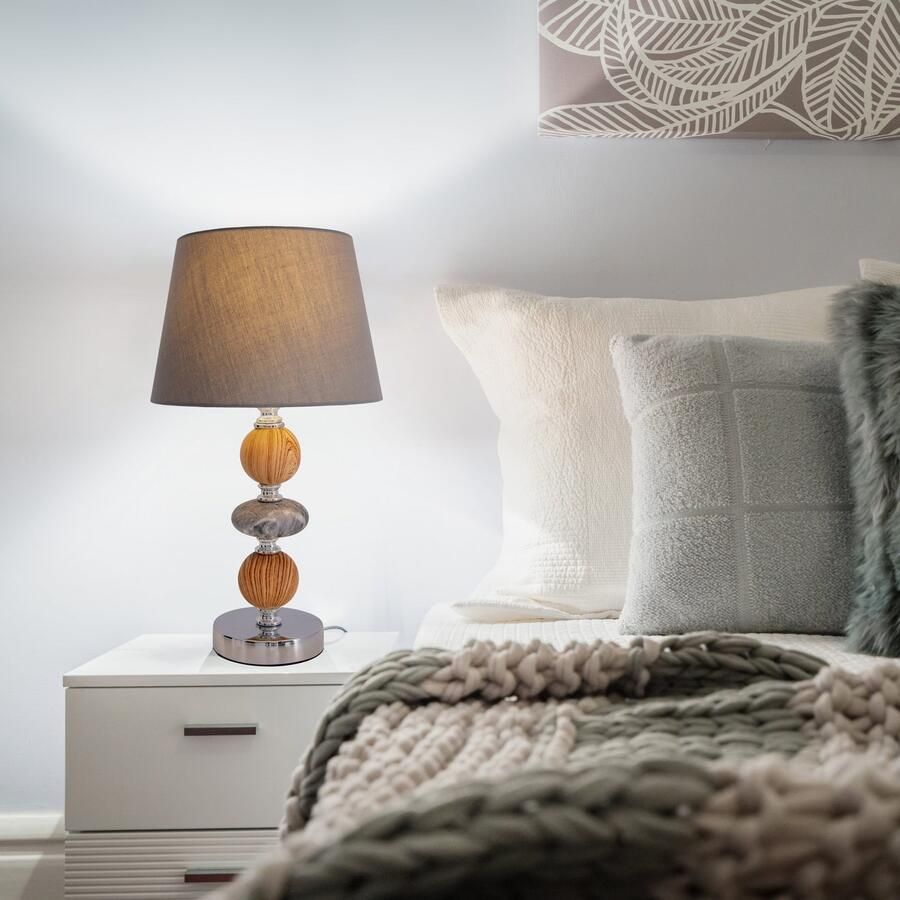 Näve Tafellamp Araga met schakelaar materiaal: keramiek textiel (katoen) grijs chroom (1 stuk) - Foto 2