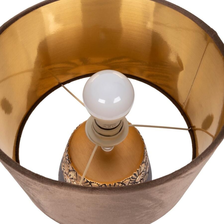 Näve Tafellamp Bronco Keramische voet met goudkleurig reliëfpatroon textielkap 1x E27 (1 stuk)