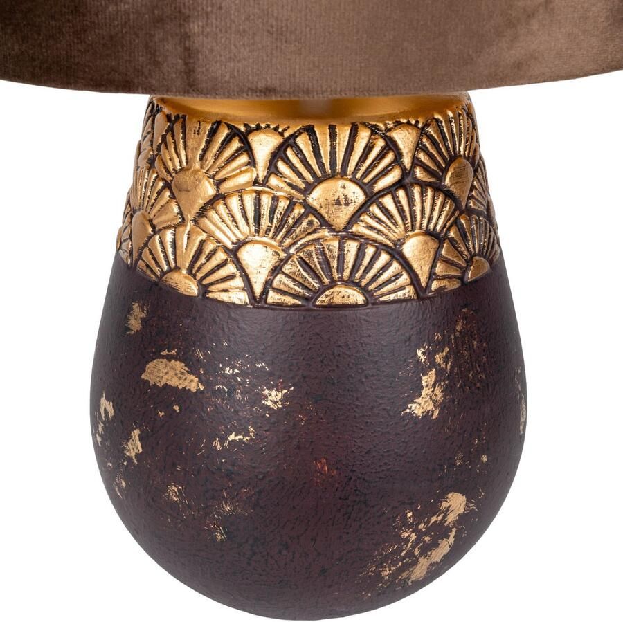 Näve Tafellamp Bronco Keramische voet met goudkleurig reliëfpatroon textielkap 1x E27 (1 stuk) - Foto 2