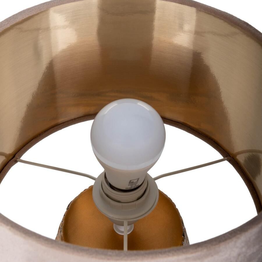 Näve Tafellamp Bronco Keramische voet met goudkleurig reliëfpatroon textielkap 1x E27 (1 stuk)