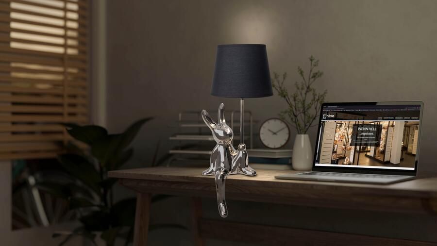 Näve Tafellamp Helge Hase Paashaas keramische voet zwarte textielkap Pasen tafellamp (1 stuk) - Foto 7