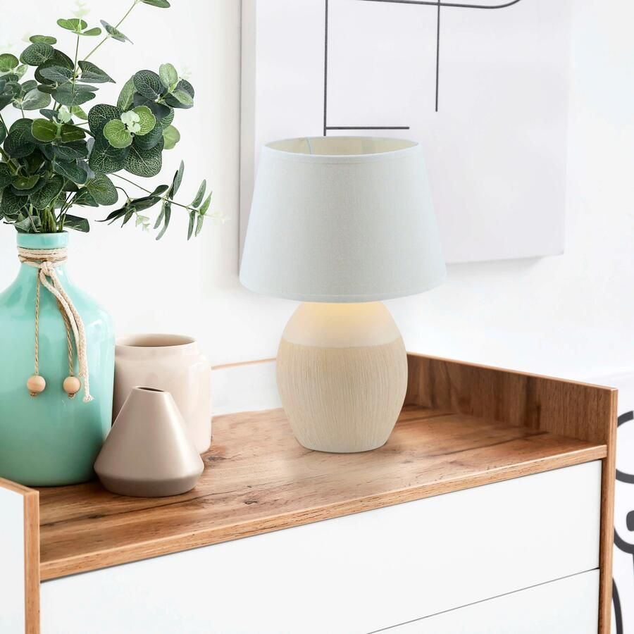 Näve Tafellamp TALIA Keramische voet textielschaal toevoer 130 cm met schakelaar E14 (1 stuk) - Foto 3