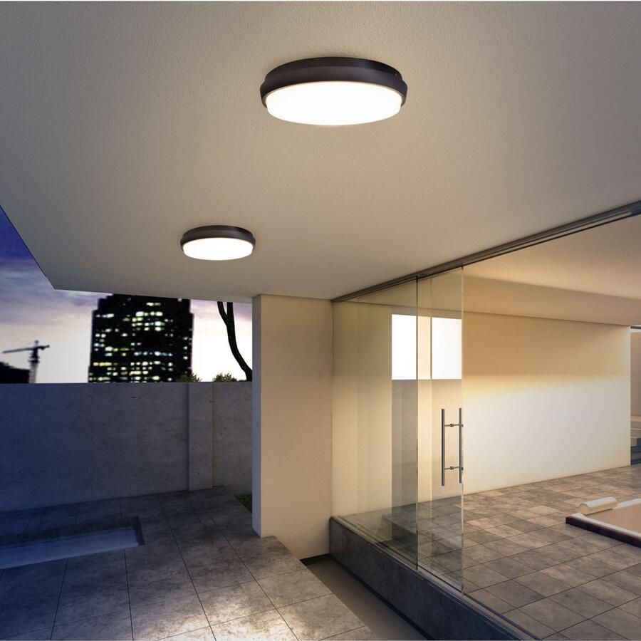 Näve Wandlamp voor buiten LED buitenwandlamp IP54 "Mio" d:17 5cm Stralingshoek: 110° geschikt voor wand- en plafondmontage (1 stuk)