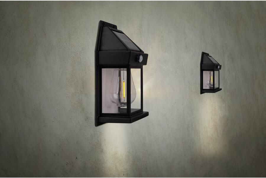 Näve Wandlamp voor buiten Mira 2-delig set solar zwart schemerschakelaar bewegingssensor (2 stuks) - Foto 3