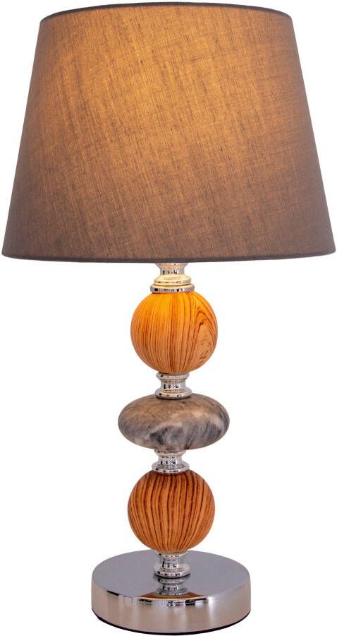 Näve Tafellamp Araga met schakelaar materiaal: keramiek textiel (katoen) grijs chroom (1 stuk) - Foto 3