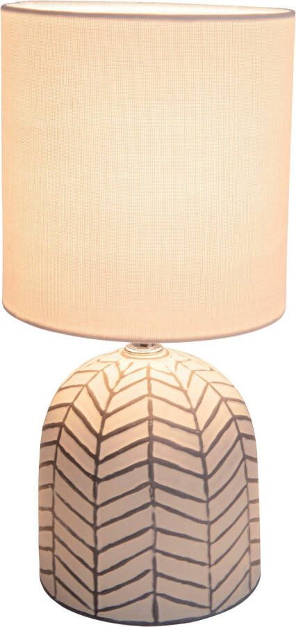 Näve Tafellamp Folio Textielkap linnen wit voet keramiek wit grijs 1xE14 wipschakelaar (1 stuk) - Foto 3