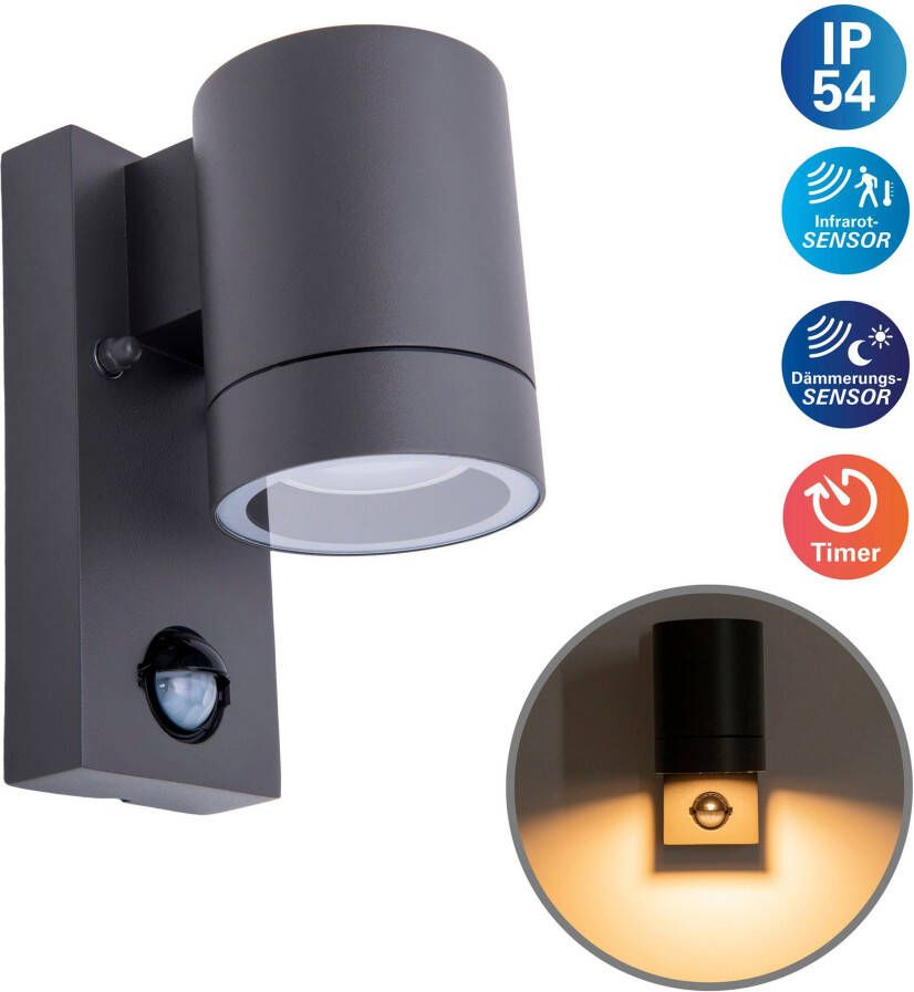 Näve Wandlamp voor buiten Rombe met bewegingsmelder + schemersensor 1xgu10 aluminium antraciet (1 stuk) - Foto 6