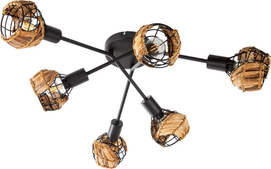 Nino Leuchten Plafondlamp Java Scherm met grasvlechtwerk (5 stuks)