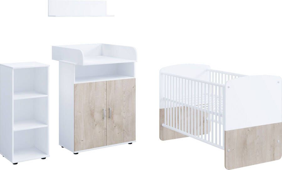 Nonjoo Babymeubelset Set bestaande uit: ledikant 70 x 140 cm commode bladvergroter wandplank legplank - Foto 1