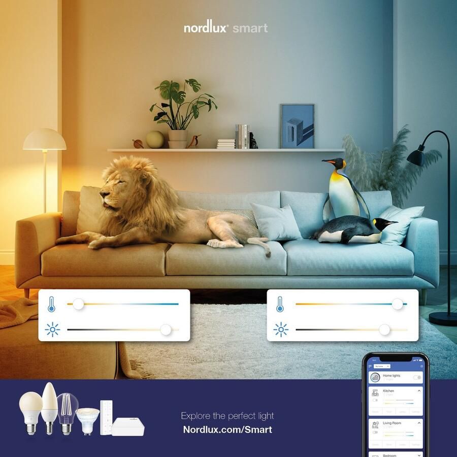 Nordlux Led-verlichting Smartlight Smart Home te bedienen lichtsterkte lichtkleur met wifi of bluetooth (3 stuks) - Foto 2