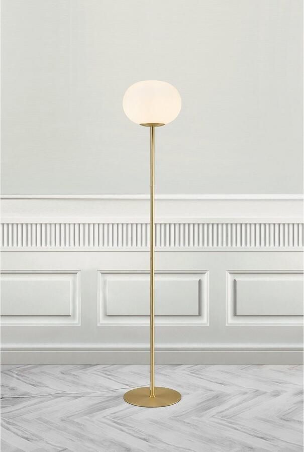 Nordlux Staande lamp Alton Opaalglas met messing behuizing