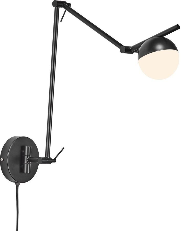 Nordlux Wandlamp CONTINA Textiel kabel met de mond geblazen opaal glas